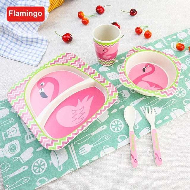 5pcs/set Children Baby Bamboo Tableware