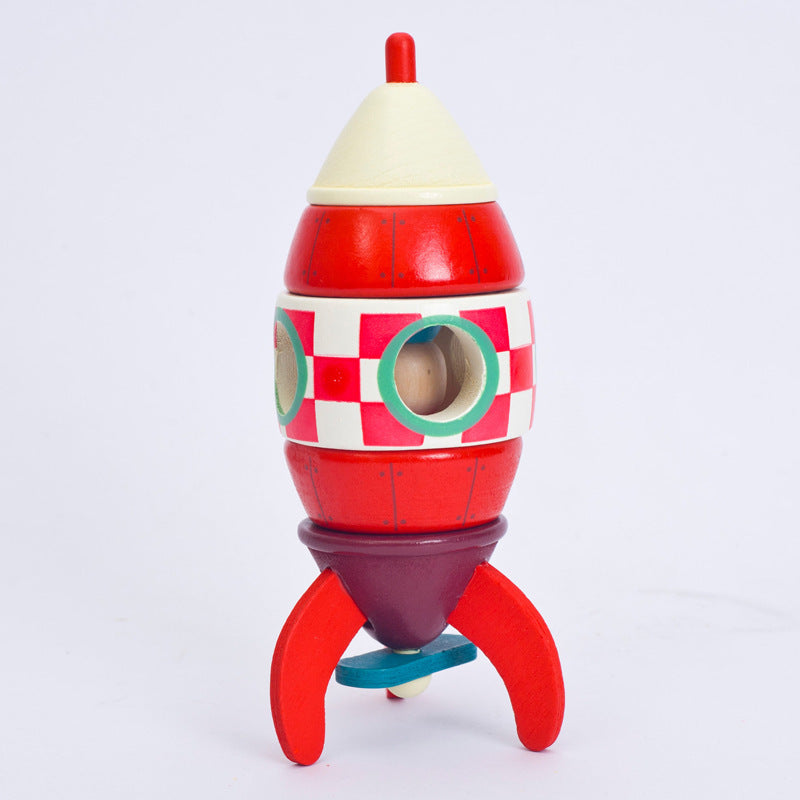 Kids Magnetic Rocket & Helicopter Wooden Toys