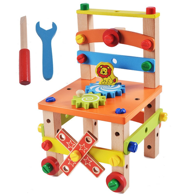 Wooden Assembling Chair & animals Montessori Toys