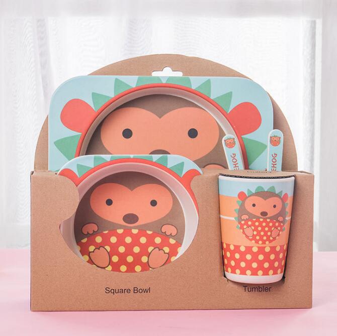 5pcs/set Children Baby Bamboo Tableware