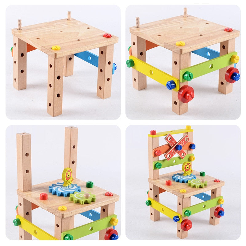 Wooden Assembling Chair & animals Montessori Toys