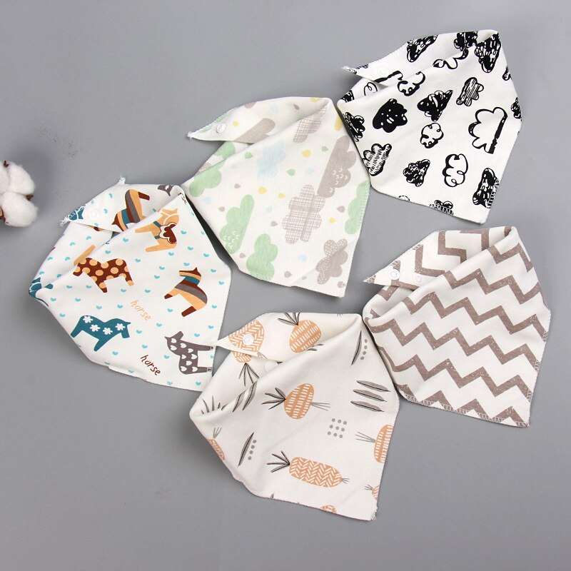 Baby Cotton Bibs - 5 Pcs