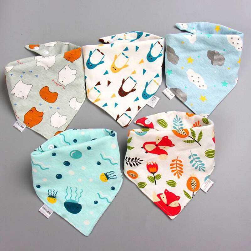 Baby Cotton Bibs - 5 Pcs