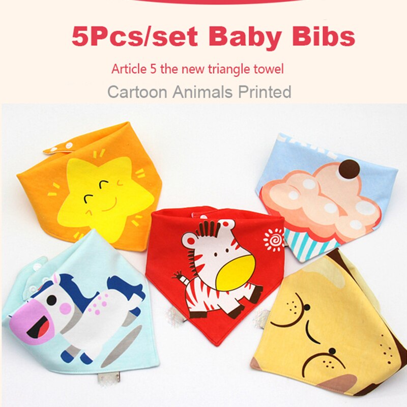 Baby Cotton Bibs - 5 Pcs