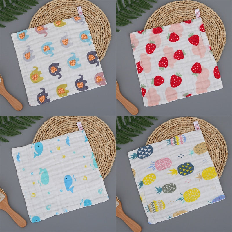 4pcs Pack Fashion 6 Layers Muslin Cotton + Face Towel + Baby Wash Cloth Bib 30x30cm