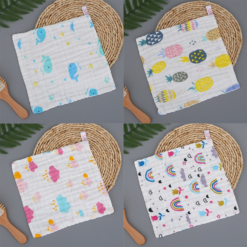 4pcs Pack Fashion 6 Layers Muslin Cotton + Face Towel + Baby Wash Cloth Bib 30x30cm