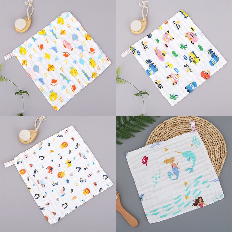 4pcs Pack Fashion 6 Layers Muslin Cotton + Face Towel + Baby Wash Cloth Bib 30x30cm