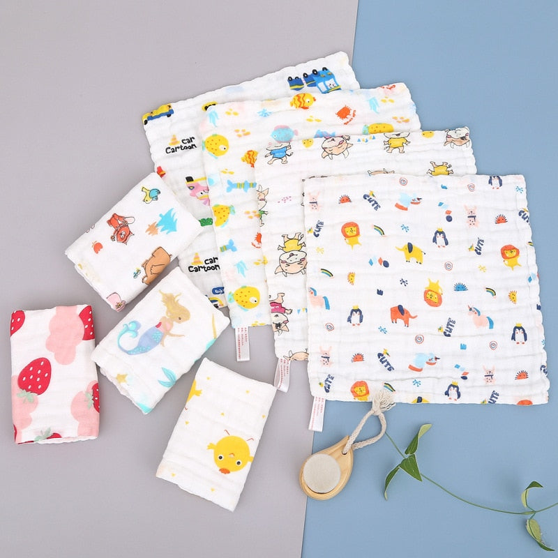 4pcs Pack Fashion 6 Layers Muslin Cotton + Face Towel + Baby Wash Cloth Bib 30x30cm