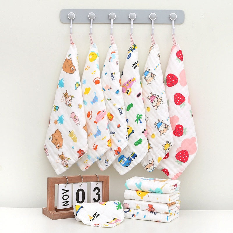 4pcs Pack Fashion 6 Layers Muslin Cotton + Face Towel + Baby Wash Cloth Bib 30x30cm